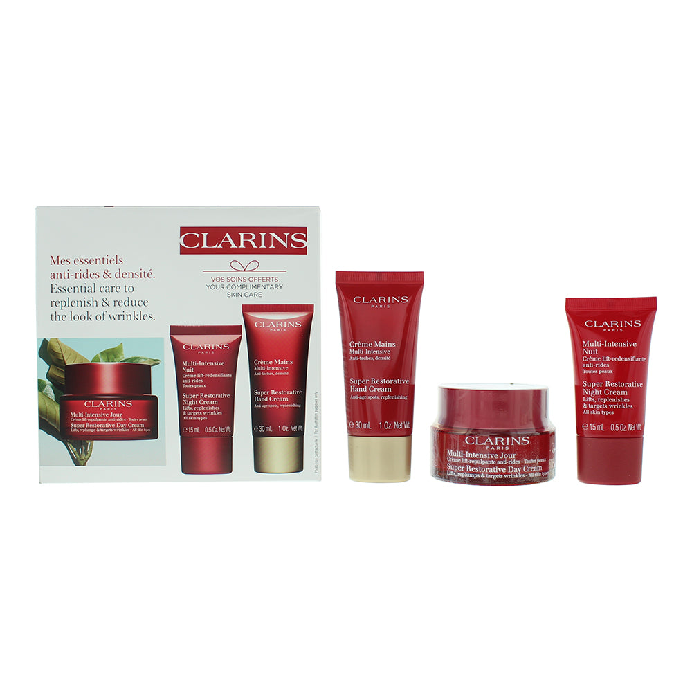 Clarins Super Restorative 3 Piece Gift Set: Day Cream 50ml - Night Cream 15ml - Hand Cream 30ml