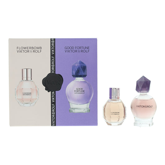 Viktor & Rolf Flowerbomb 2 Piece Gift Set: Eau De Parfum Flowerbomb 7ml - Eau De Parfum Good Fortune 7ml
