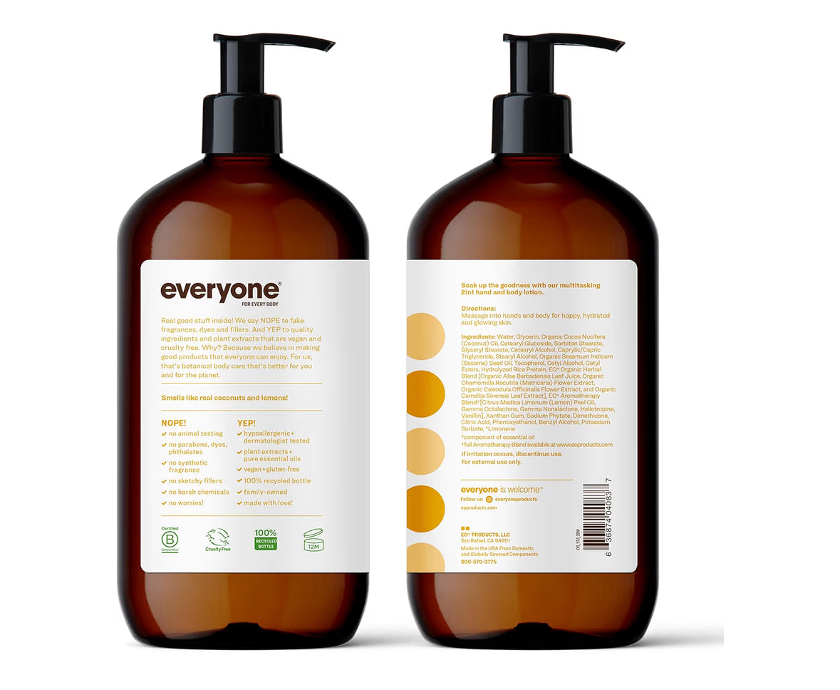 Everyone Nourishing Hand and Body Lotion Pack of 2 Coconut & Lemon
