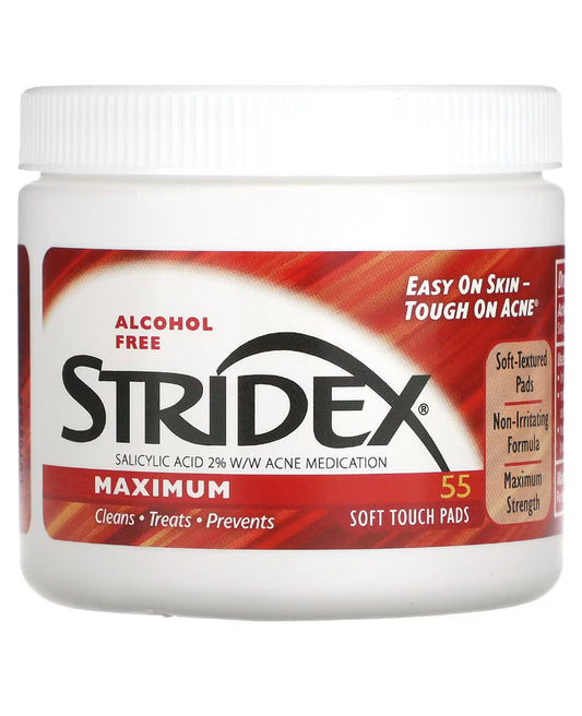 Stridex Maximum Acne Treatment Alcohol Free 55 Soft Touch Pads