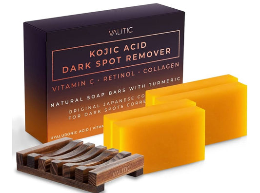Valitic Kojic Acid Dark Spot Remover Soap Bar with Vitamin C, Retinol, Collagen, Turmeric