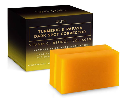 VALITIC Papaya and Turmeric Kojic Acid Soap Bar Dark Spot Corrector - 2 Pack