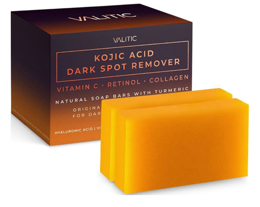 VALITIC Kojic Acid Dark Spot Remover Soap Bars with Vitamin C, Retinol, Collagen, Turmeric