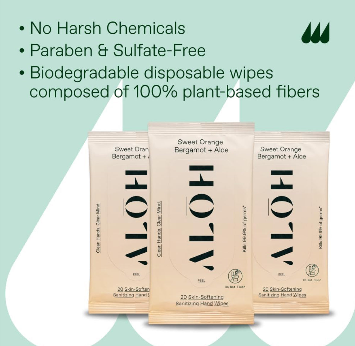 ALŌH Sweet Orange Bergamot + Aloe Sanitizing Hand Wipes - 3 Packs