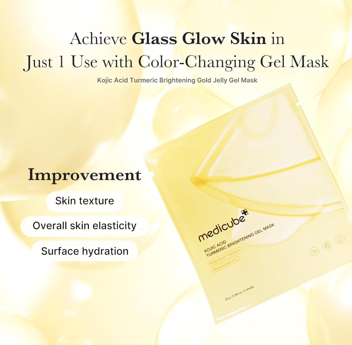 Medicube Kojic Acid Turmeric Brightening Gold Jelly Gel Mask Pack of 4