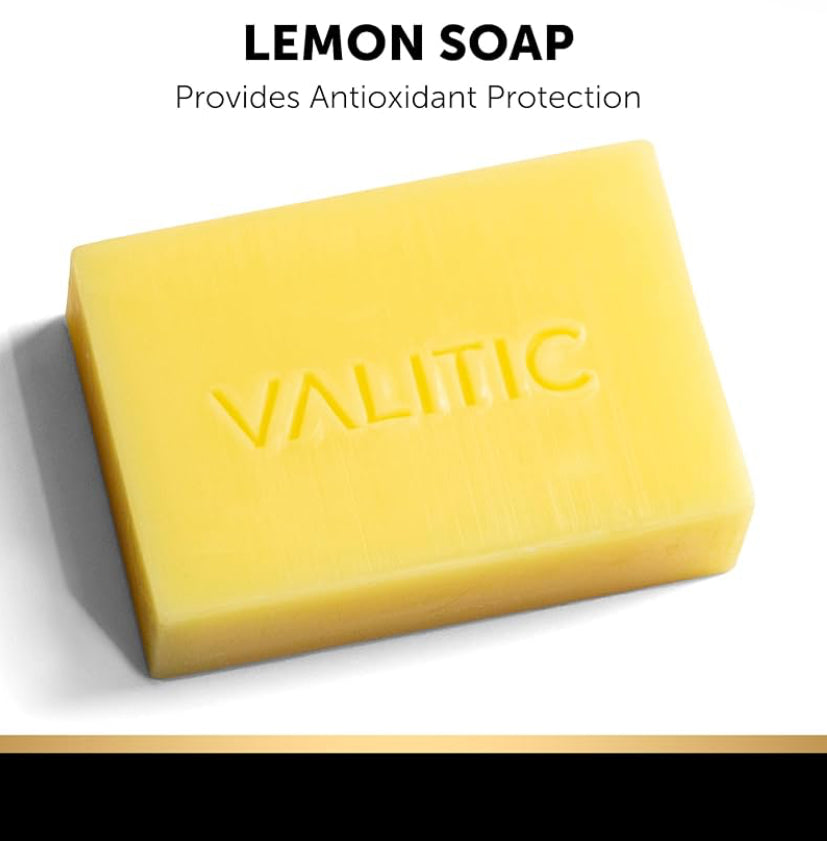 VALITIC Kojic Acid Soap Bars - Turmeric, Snail Mucin, Charcoal and Lemon - 4 Assorted Dark Spot Remover Soaps with Hyaluronic Acid, Vitamin C, Vitamin E and Shea Butter