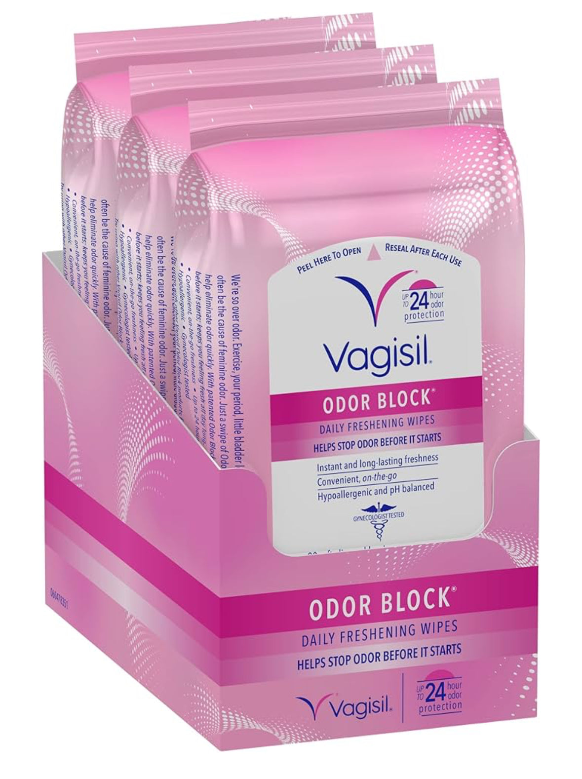 Vagisil Odor Block Daily Freshening Vaginal Wipes 3 Packs of 20
