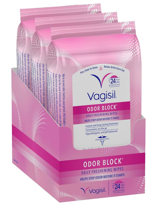Vagisil Odor Block Daily Freshening Vaginal Wipes 3 Packs of 20