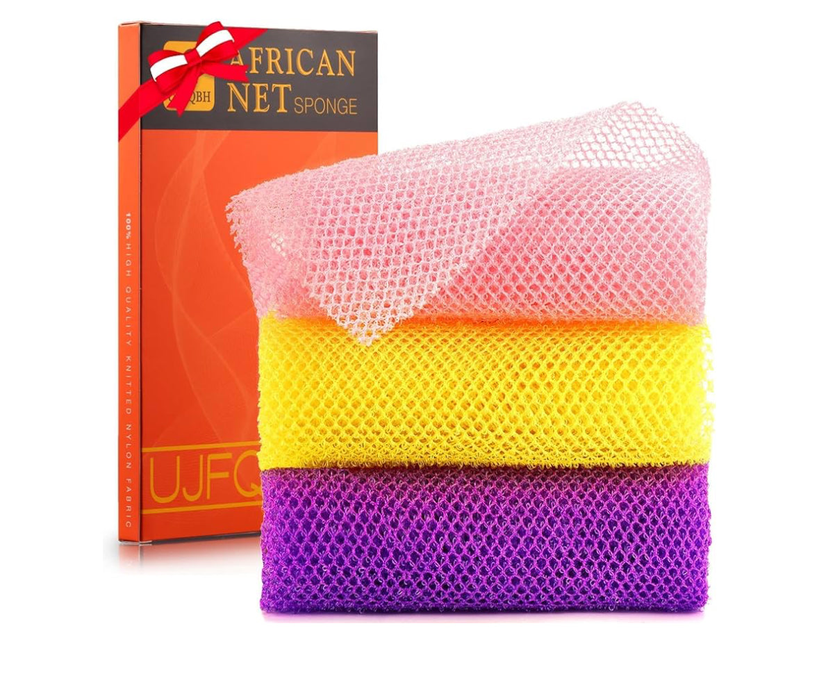 UJFQBH 3 Pieces African Bath Sponge African Net