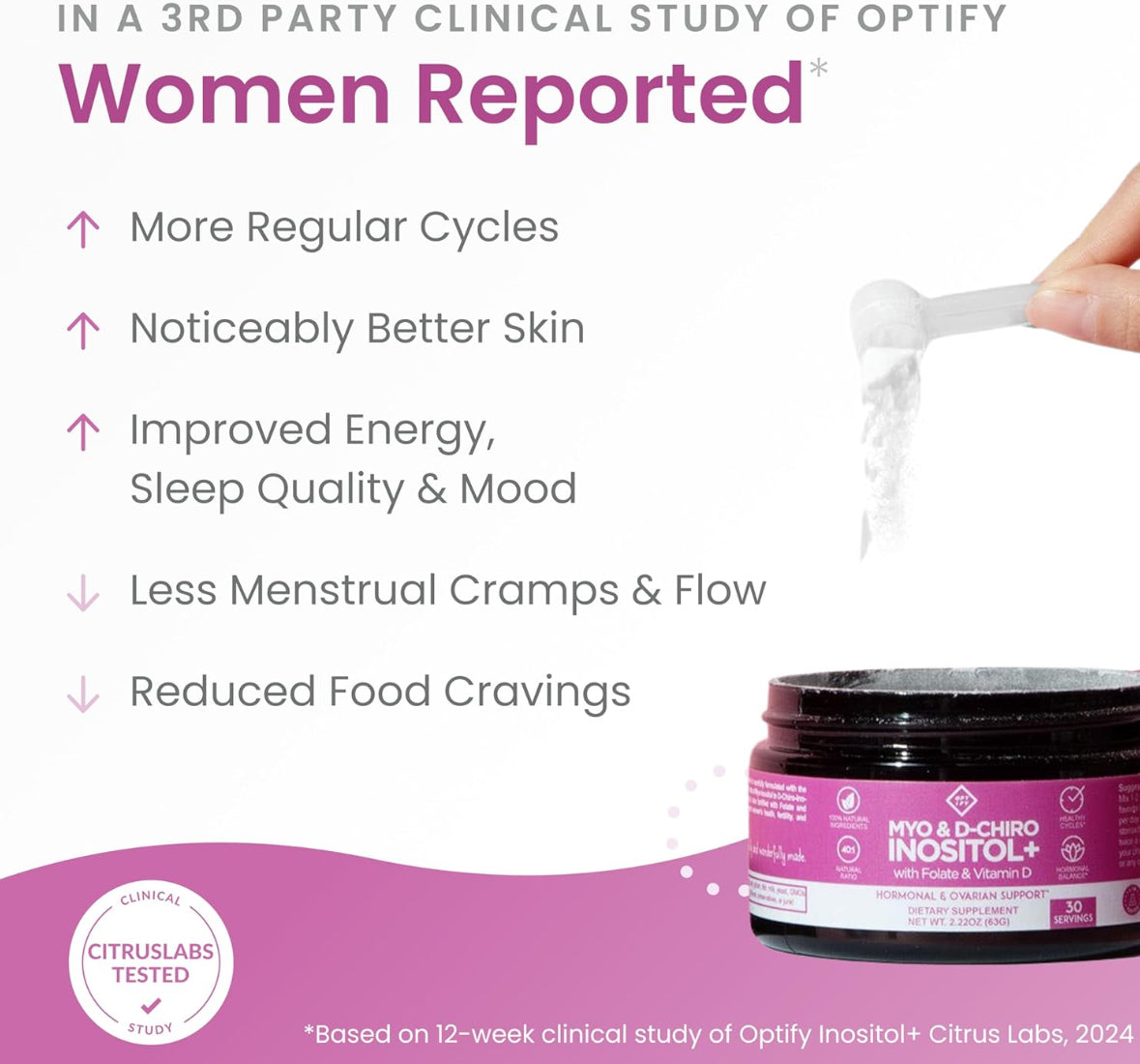 Optify Premium Inositol Supplement Myo-Inositol and D-Chiro Inositol Powder Plus Folate and Vitamin