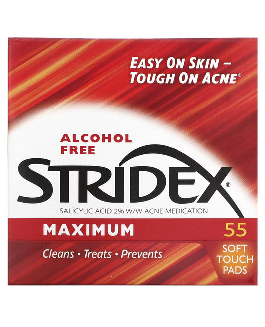Stridex Maximum Acne Treatment Alcohol Free 55 Soft Touch Pads