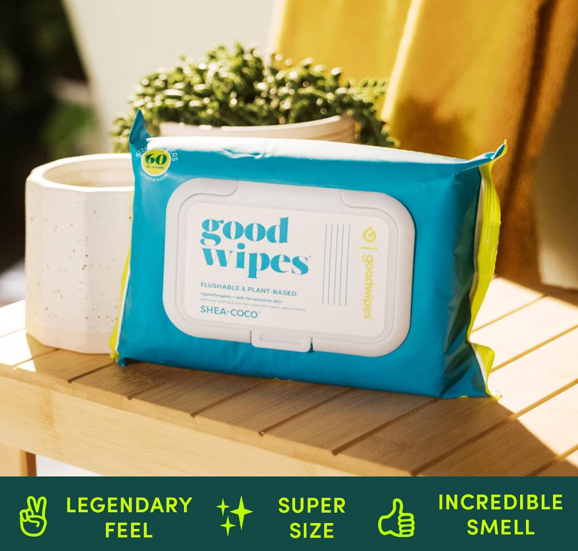 Goodwipes Flushable Butt Wipes Made with Vitamin E & Aloe - 360 Count (6 Packs)