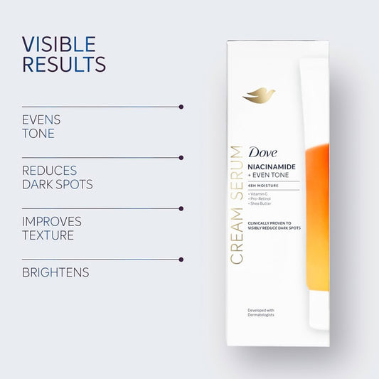 Dove Body Cream Serum Niacinamide + Even Tone for Dark Spots and Uneven Tone with Vitamin C, Pro-Retinol and Shea Butter Lotion