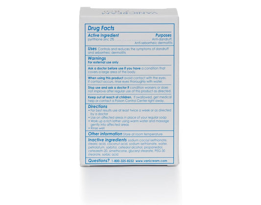 Vanicream Z-Bar Seborrheic Dermatitis & Anti-dandruff Medicated Cleansing Bar 2% Pyrithione Zinc