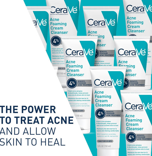 CeraVe Acne Foaming Cream Cleanser 4% Benzoyl Peroxide