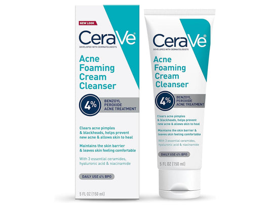 CeraVe Acne Foaming Cream Cleanser 4% Benzoyl Peroxide