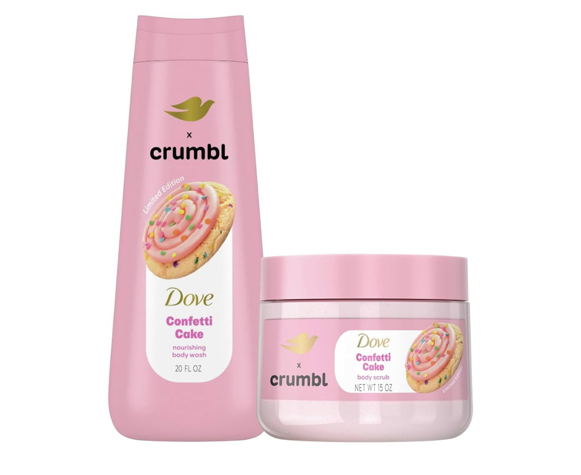 Dove x Crumbl Confetti Cake Body Wash & Scrub Limited Edition Bundle