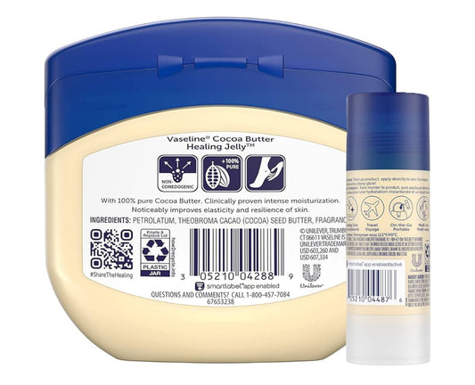 Vaseline Rich Healing Jelly Cocoa Butter & Cocoa Shimmer Stick Bundle