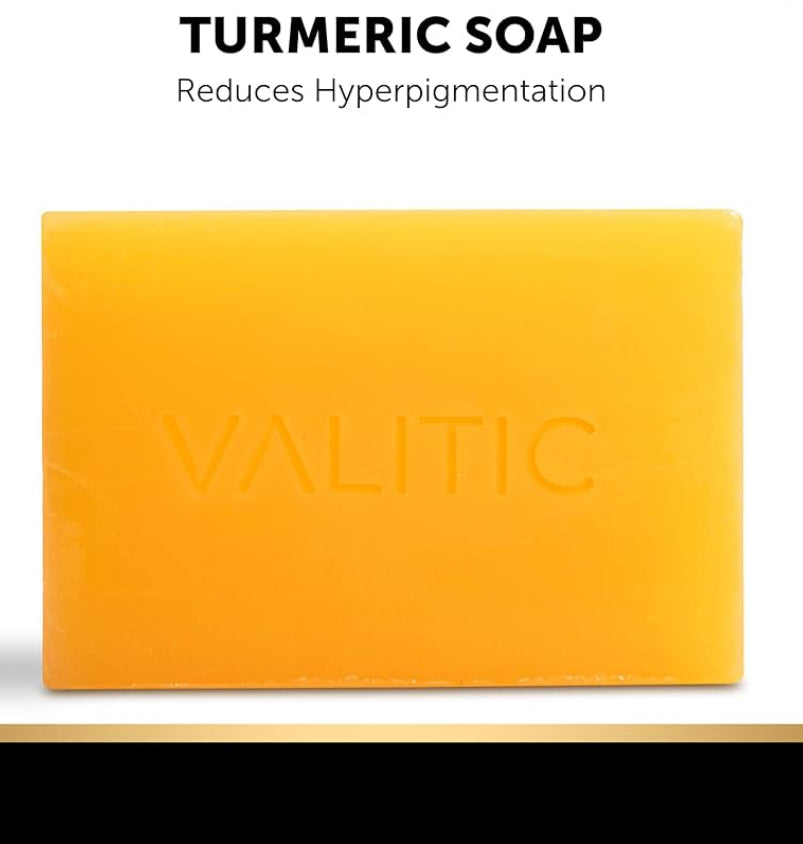 VALITIC Kojic Acid Soap Bars - Turmeric, Snail Mucin, Charcoal and Lemon - 4 Assorted Dark Spot Remover Soaps with Hyaluronic Acid, Vitamin C, Vitamin E and Shea Butter