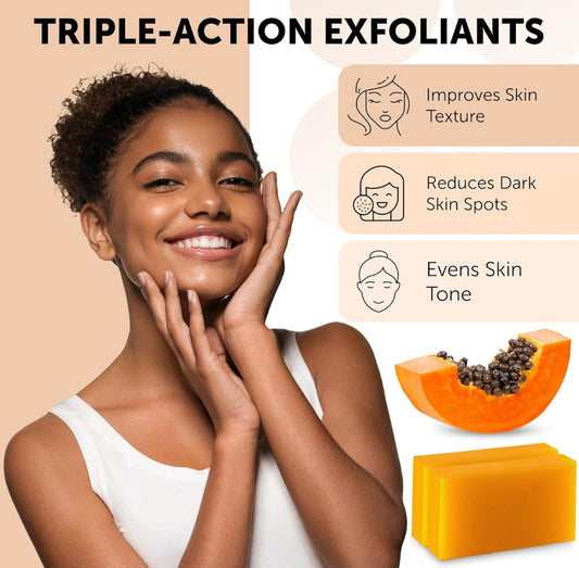 VALITIC Papaya and Turmeric Kojic Acid Soap Bar Dark Spot Corrector - 2 Pack