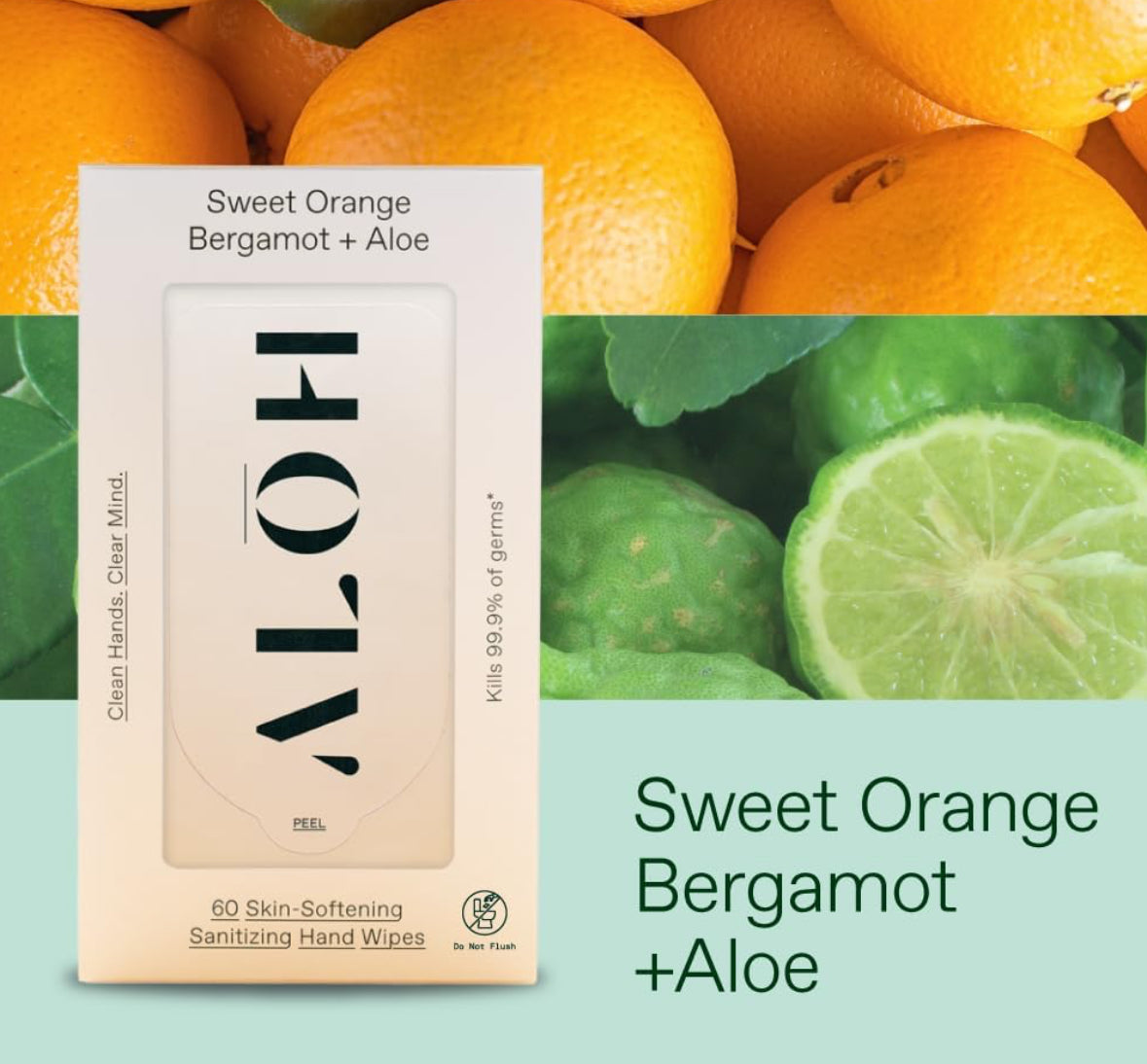 ALŌH Sweet Orange Bergamot + Aloe Sanitizing Hand Wipes - 3 Packs