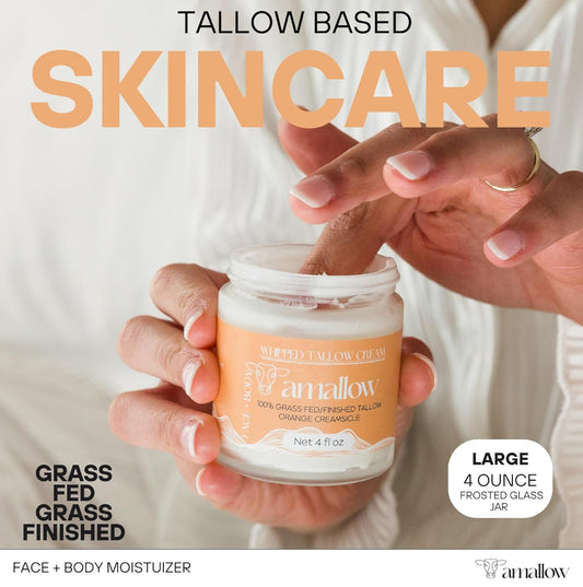 Amallow 100% Grass Fed Beef Tallow for Skin Care - Orange Creamsicle Moisturiser
