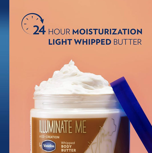Vaseline Illuminate Me Body Butter & Body Oil - Shimmering Body Bronzer & Hydrating Whipped Organic Shea Butter Set