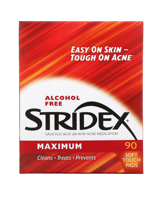 Stridex Maximum Acne Treatment Alcohol Free 90 Soft Touch Pads