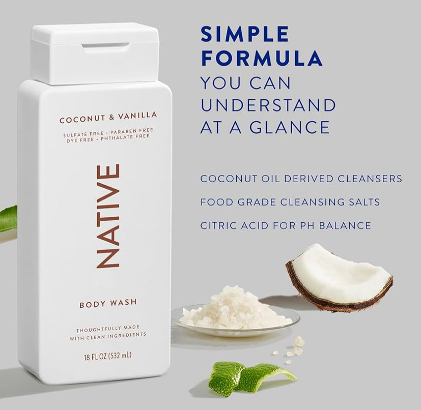 Native Body Wash Coconut & Vanilla 2 Pack