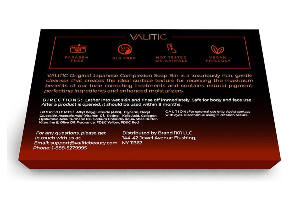 Valitic Kojic Acid Dark Spot Remover Soap Bar with Vitamin C, Retinol, Collagen, Turmeric