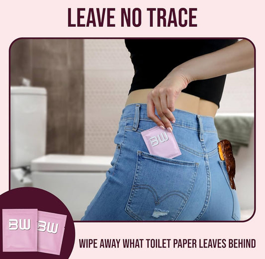 BOOTY WIPES - 30 Individually Wrapped Flushable Feminine Wet Wipes