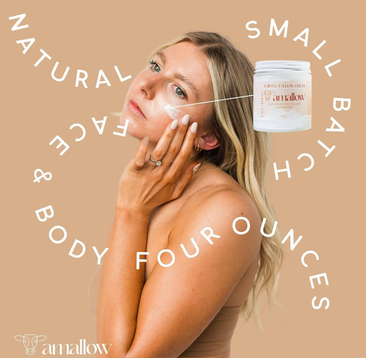 Amallow 100% Grass Fed Beef Tallow for Skin Care - Unscented Moisturiser