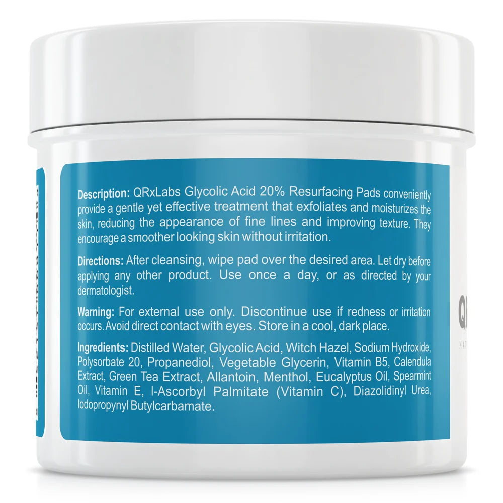 QRxLabs Glycolic Acid 20% Resurfacing Pads