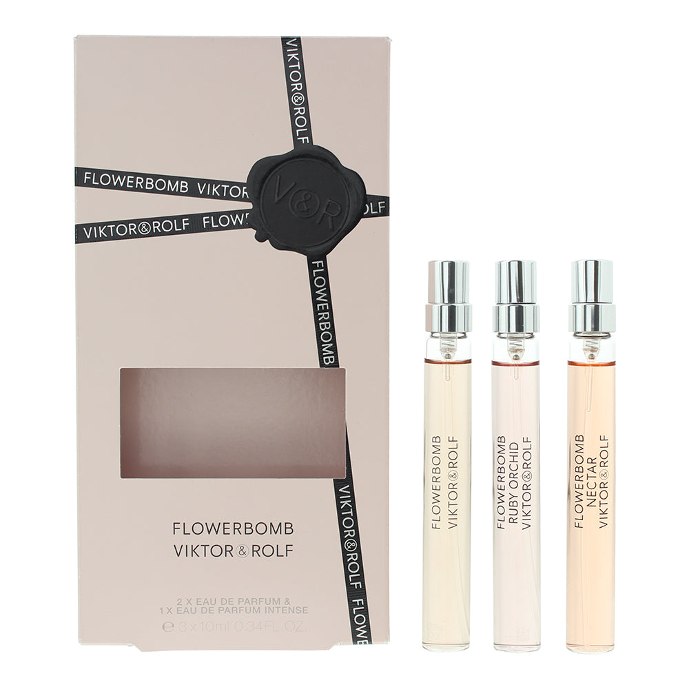 Viktor & Rolf Flowerbomb 3 Piece Gift Set: Eau De Parfum Ruby Orchid 10ml - Eau De Parfum Nectar 10ml - Eau De Parfum 10ml