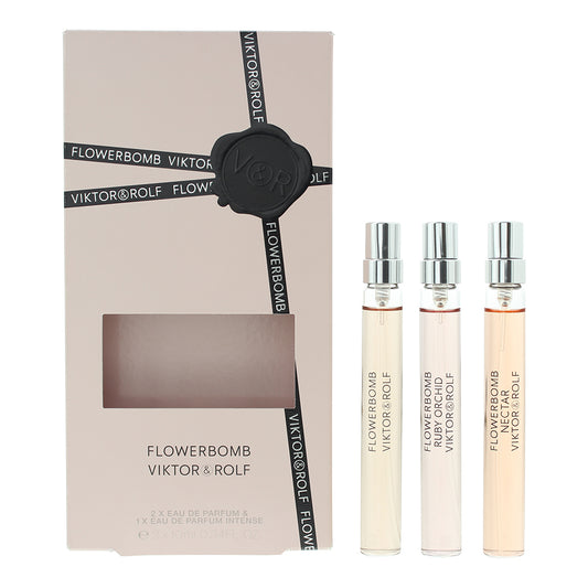 Viktor & Rolf Flowerbomb 3 Piece Gift Set: Eau De Parfum Ruby Orchid 10ml - Eau De Parfum Nectar 10ml - Eau De Parfum 10ml
