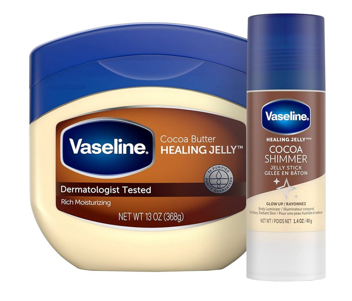 Vaseline Rich Healing Jelly Cocoa Butter & Cocoa Shimmer Stick Bundle