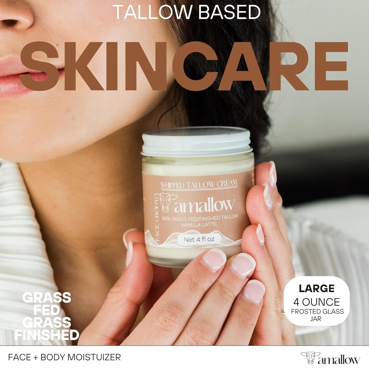Amallow 100% Grass Fed Beef Tallow for Skin Care - Vanilla Latte Moisturiser