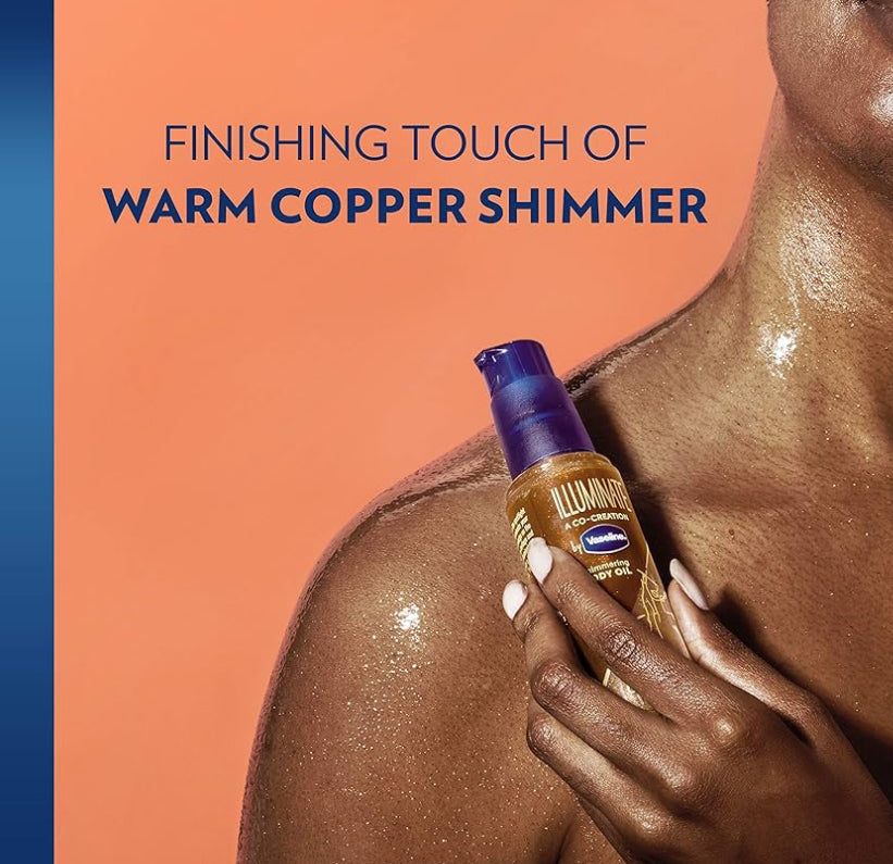 Vaseline Illuminate Me Body Butter & Body Oil - Shimmering Body Bronzer & Hydrating Whipped Organic Shea Butter Set