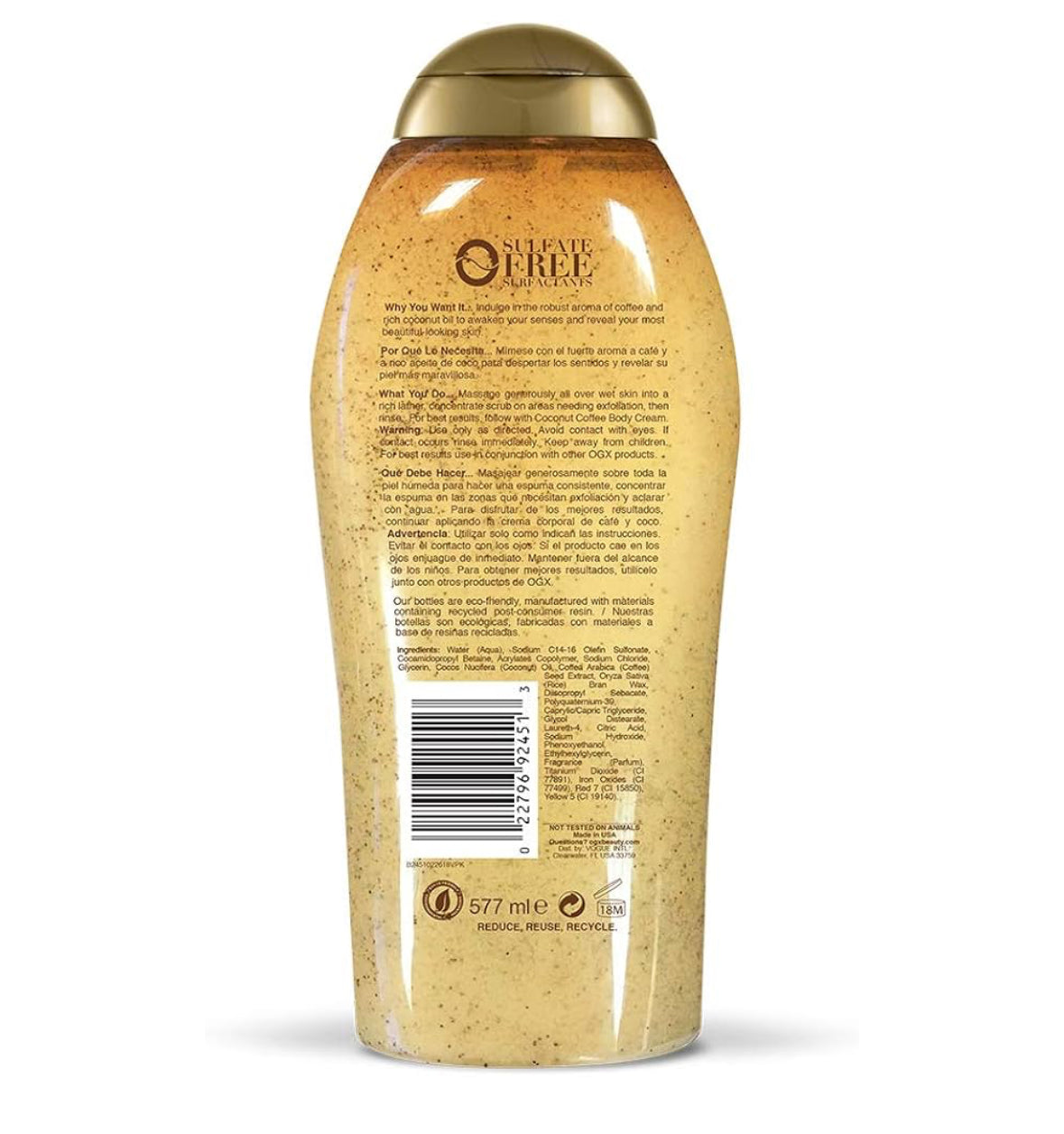 OGX Smoothing + Coconut Coffee Exfoliating Body Scrub with Arabica Coffee & Coconut Oil