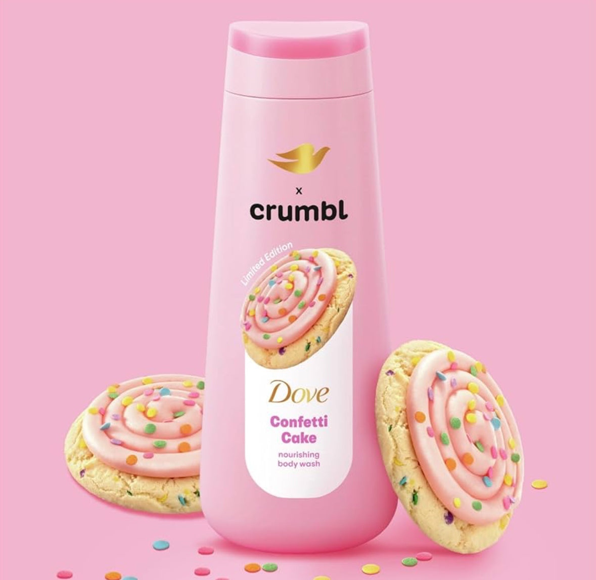 Dove x Crumbl Confetti Cake Body Wash & Scrub Limited Edition Bundle