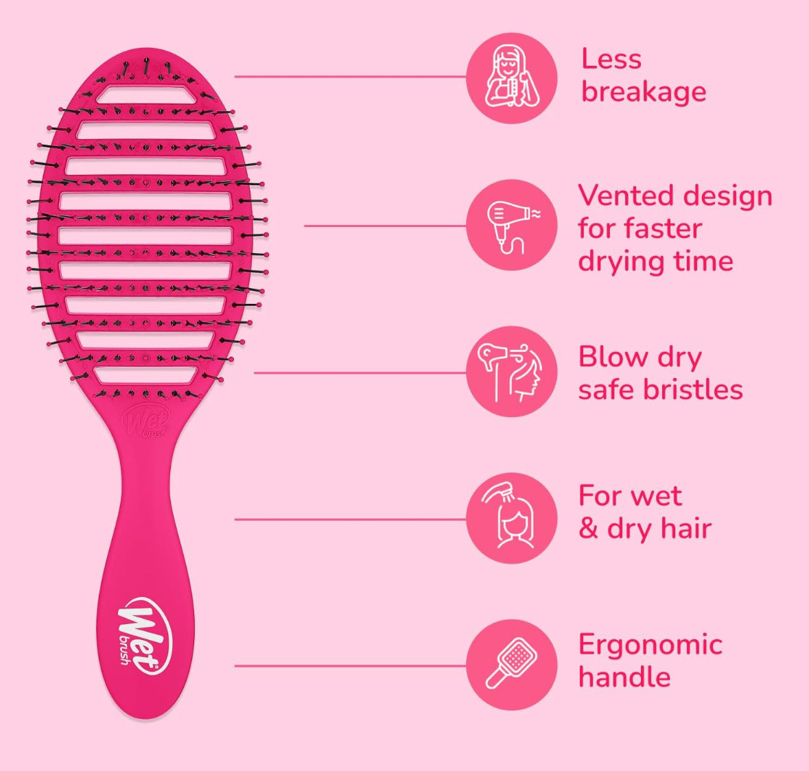 Wet Brush Speed Dry Hair Brush Pink