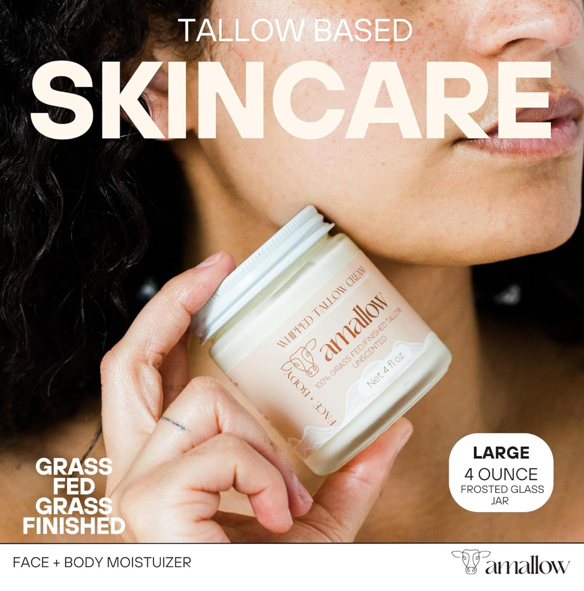 Amallow 100% Grass Fed Beef Tallow for Skin Care - Unscented Moisturiser
