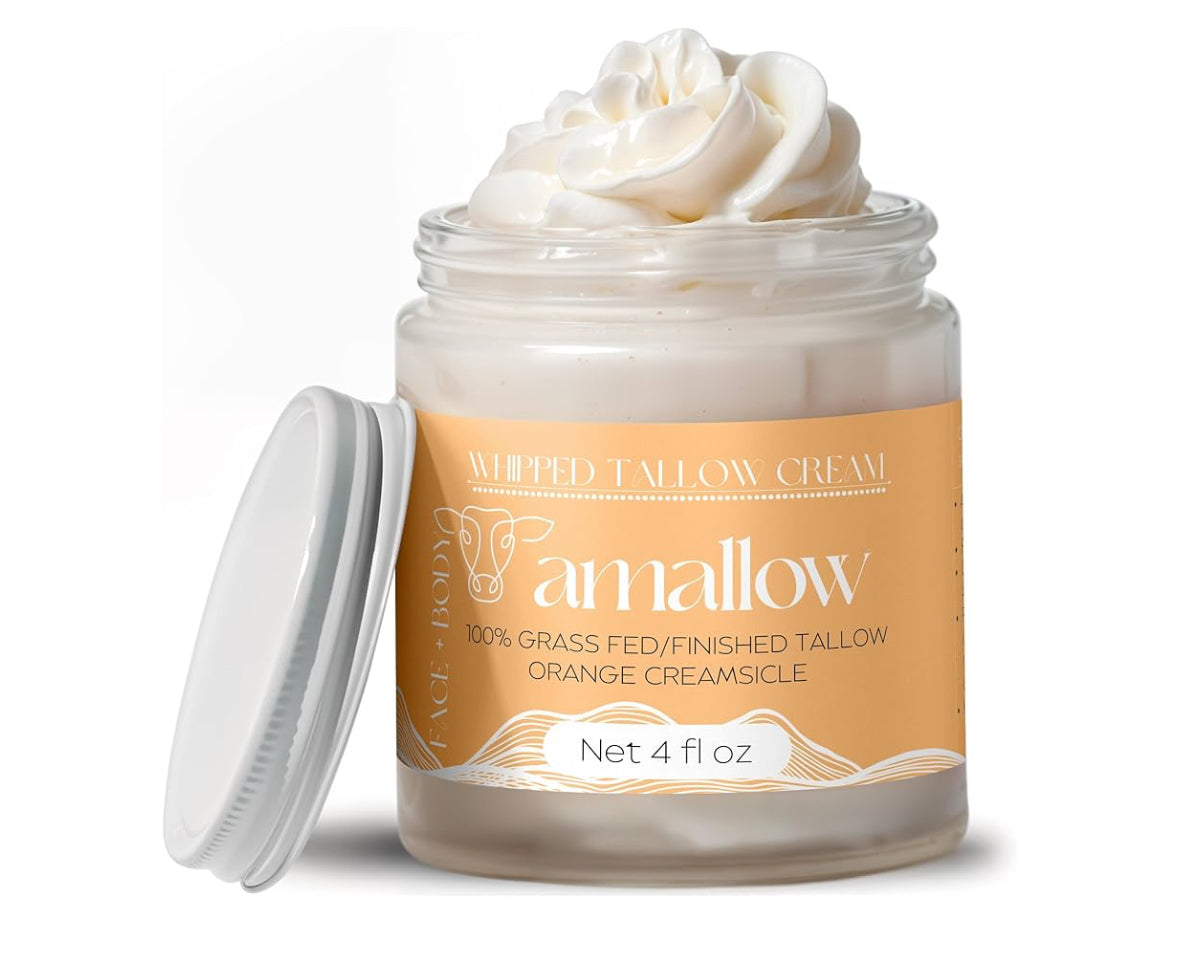 Amallow 100% Grass Fed Beef Tallow for Skin Care - Orange Creamsicle Moisturiser