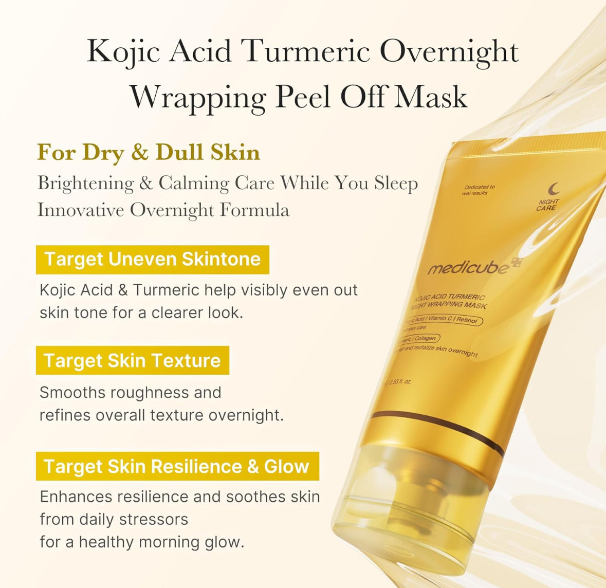 Medicube Kojic Acid Turmeric Overnight Wrapping Peel Off Face Mask