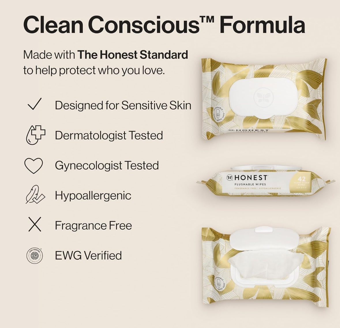 The Honest Company Flushable Wipes for Sensitive Skin - 126 Count