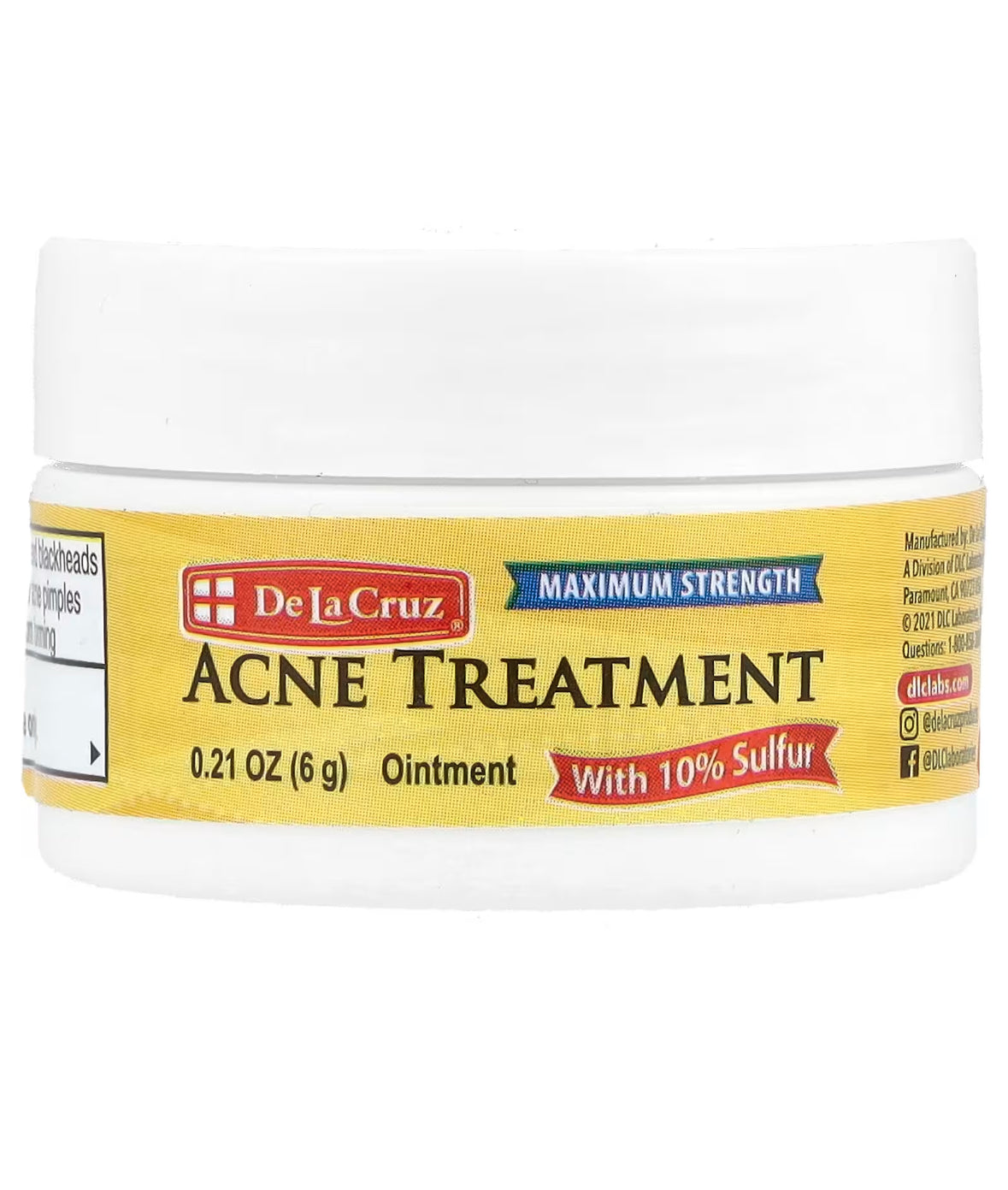 De La Cruz Acne Treatment Ointment with 10% Sulfur Max Strength