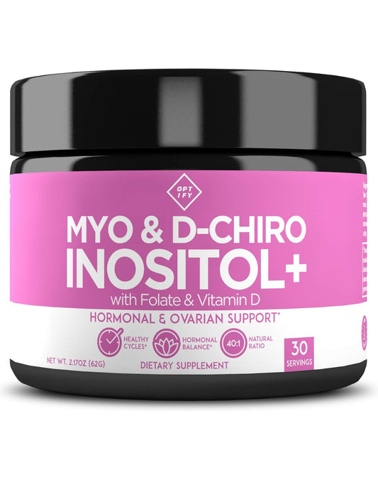 Optify Premium Inositol Supplement Myo-Inositol and D-Chiro Inositol Powder Plus Folate and Vitamin
