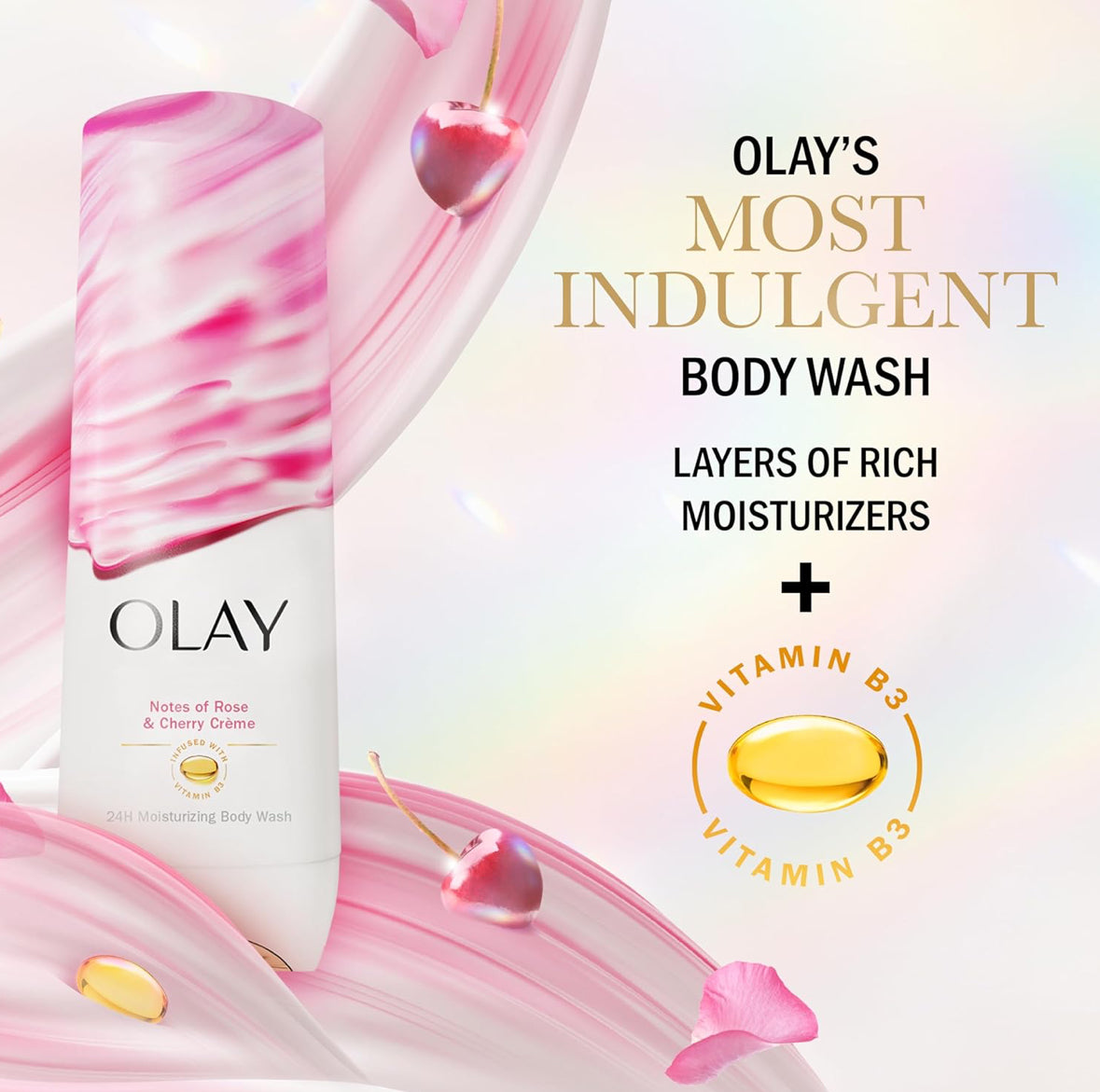 Olay Body Wash Indulgent Moisture Vitamin B3 Complex Body Wash - Rose & Cherry