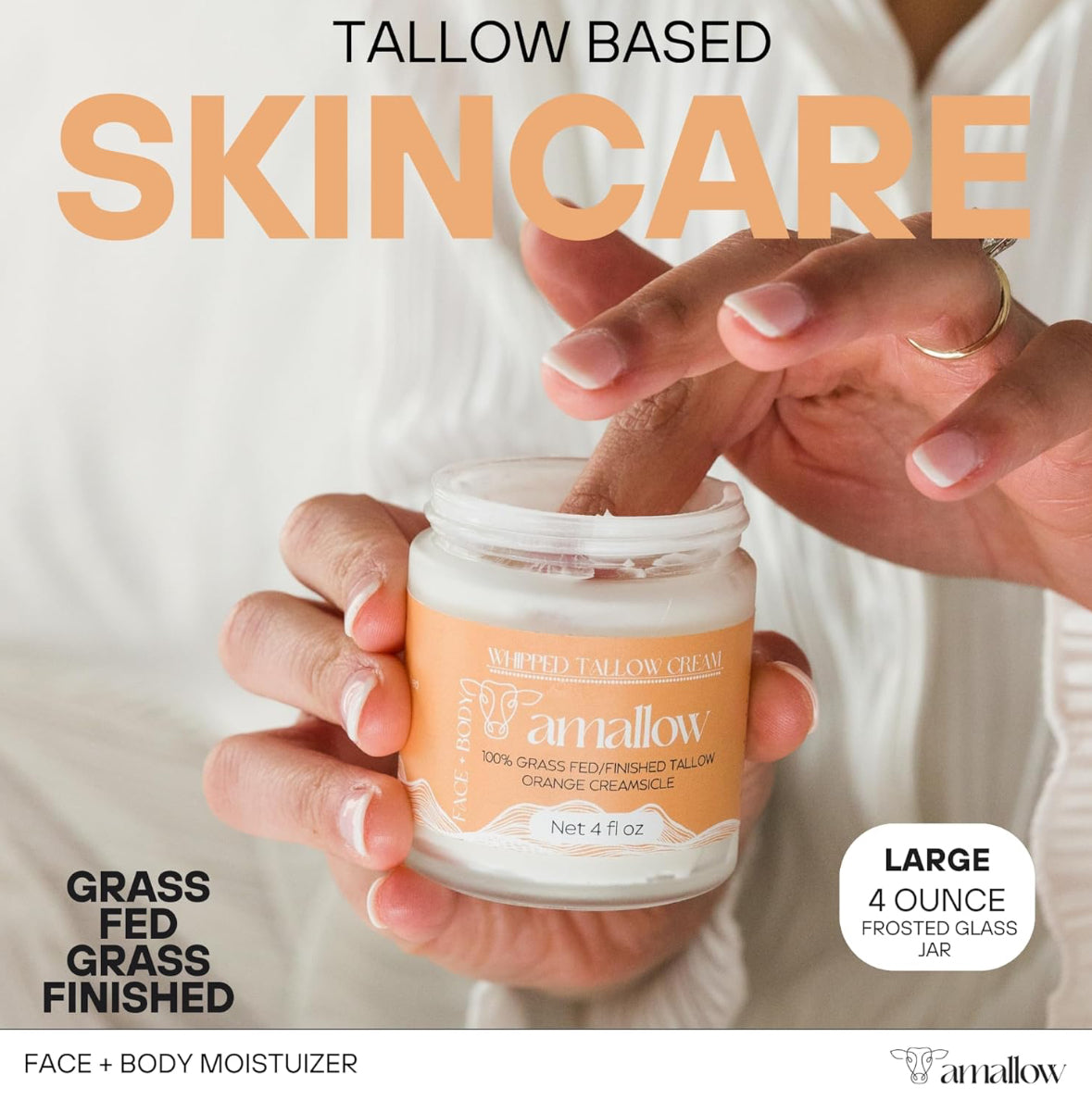 Amallow 100% Grass Fed Beef Tallow for Skin Care - Orange Creamsicle Moisturiser