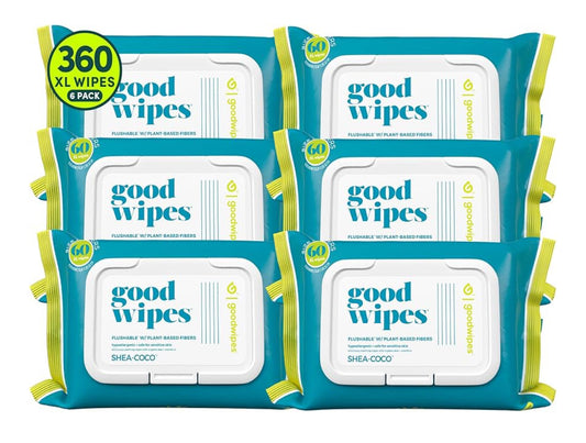 Goodwipes Flushable Butt Wipes Made with Vitamin E & Aloe - 360 Count (6 Packs)